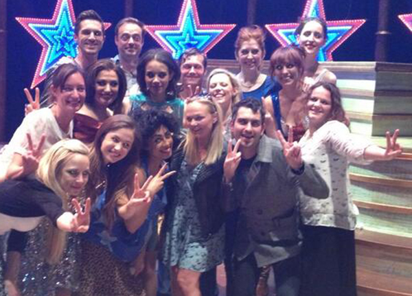 Emma Bunton, Jamie Theakston and the Heart FM Breakfast team with the cast of VIVA FOREVER!