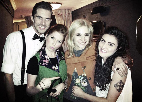 Leon (Simon Adkins) and Minty (Hatty Preston) with Pixie Lott and Carla Nella